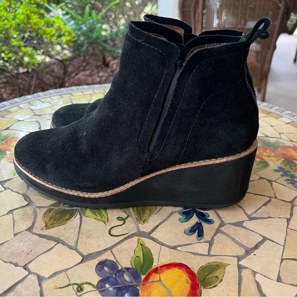Sofft Black Suede Wedge Booties